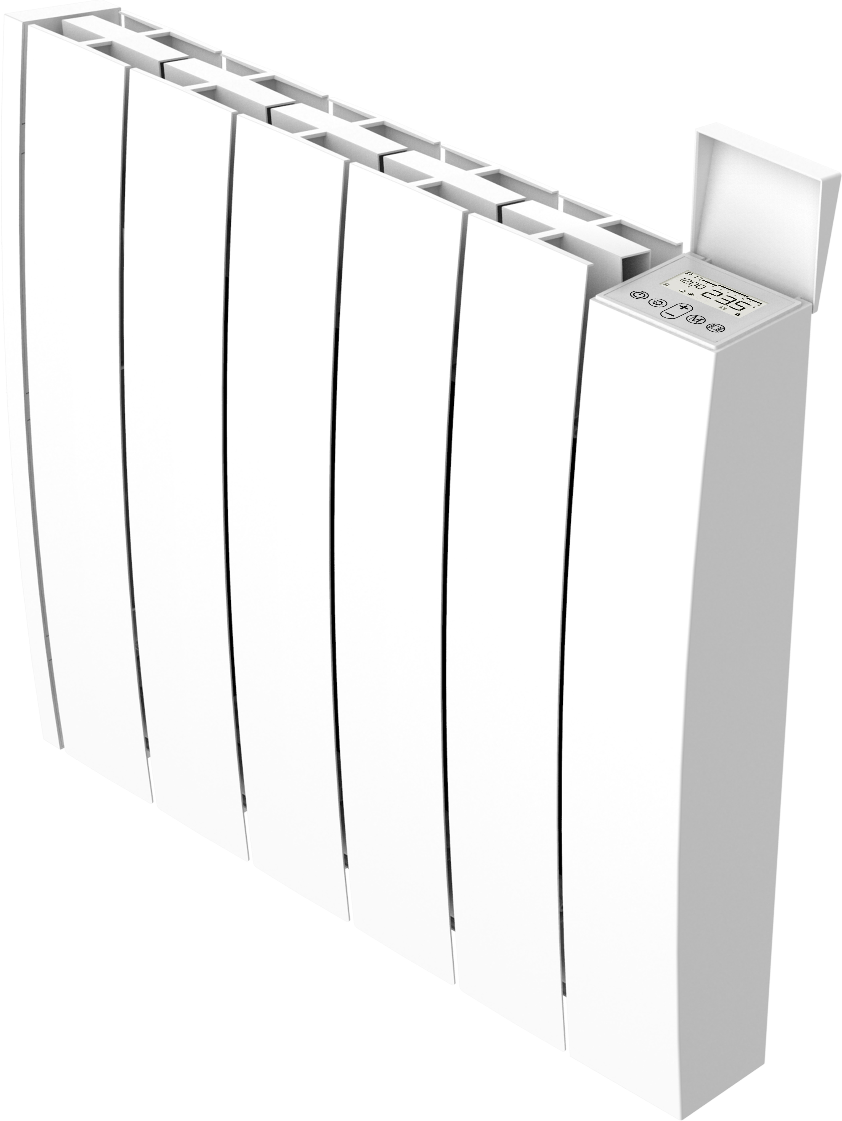 Radiateur électrique fixe à inertie sèche horizontal MANAO en céramique  1500W - thermostat digital LCD - Blanc - VOLTMAN